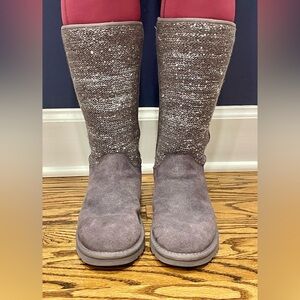 UGG AUSTRALIA Camaya grey sequin knit boot